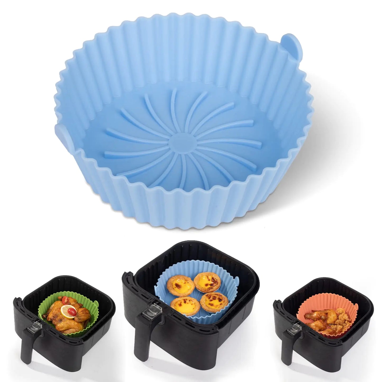 CleanCrust Air Fryer Silicone Liner (Round, 3-Pack)
